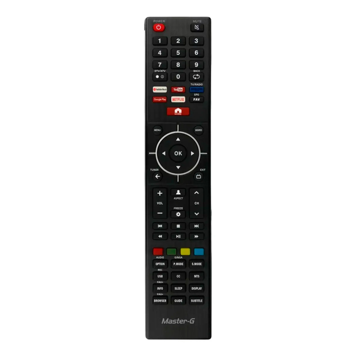 Control Remoto Universal Master-G MGRC2 Multi Marcas para Smart TV Infrarrojo IR Negro