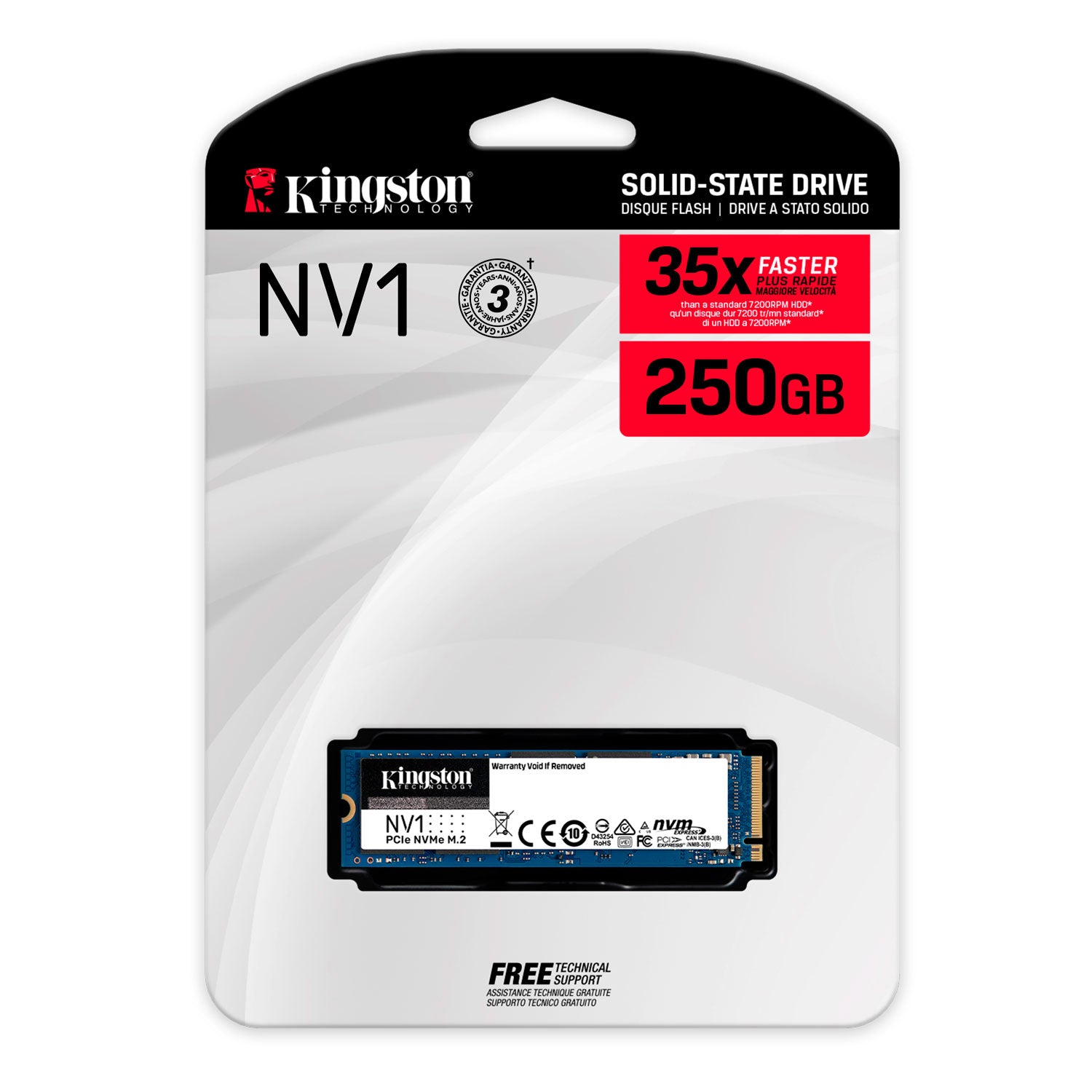 Disco Solido SSD Interno Kingston NV1 250GB M.2 PCIe3.0 NVMe