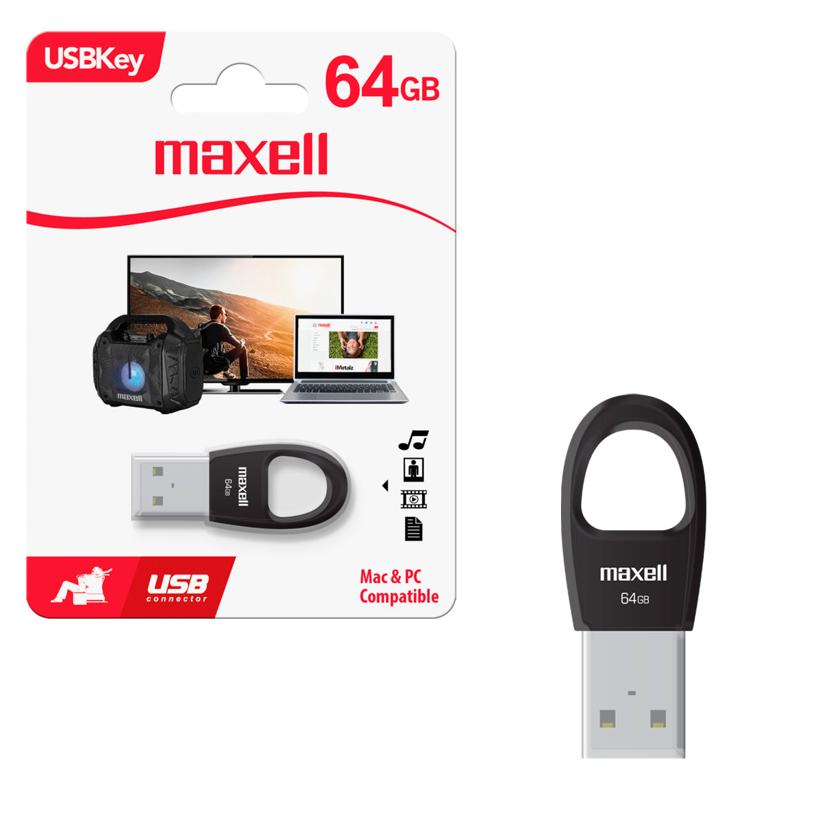 Pendrive USB 64GB Maxell Key USBK-64 Compatible MAC y Windows Uso General Rapida transferencia
