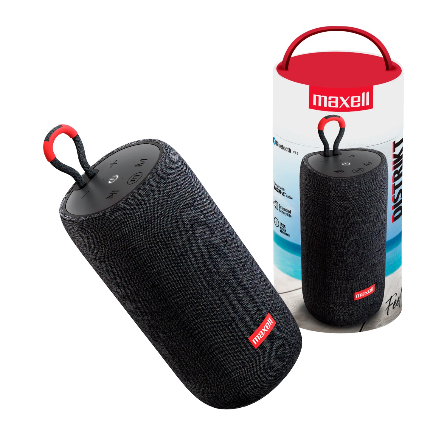 Parlante Portatil Maxell Distrikt Bluetooth 5.2 TWS RMS 10W