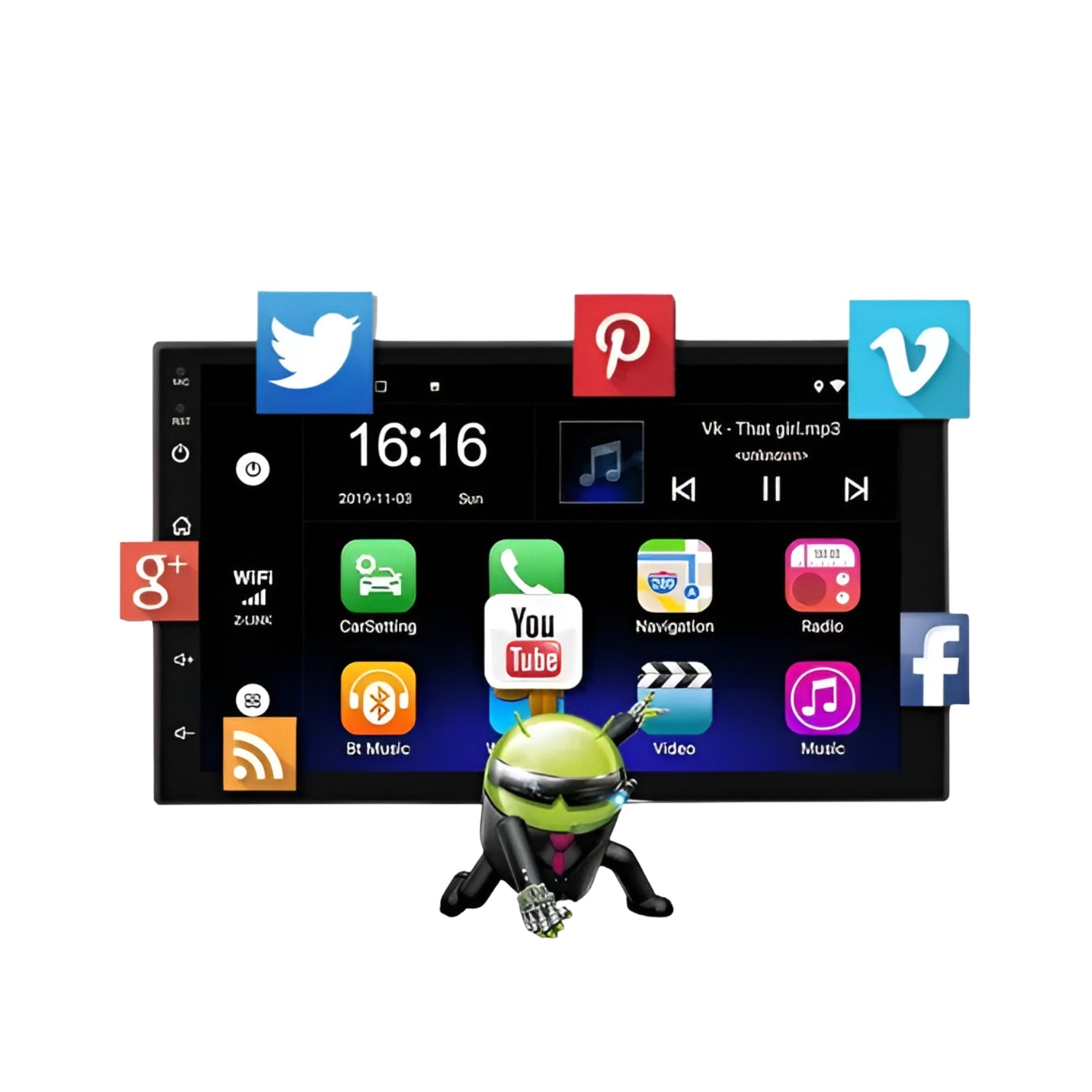 Radio Auto Android WiFi Bluetooth USB y Camara de Retroceso