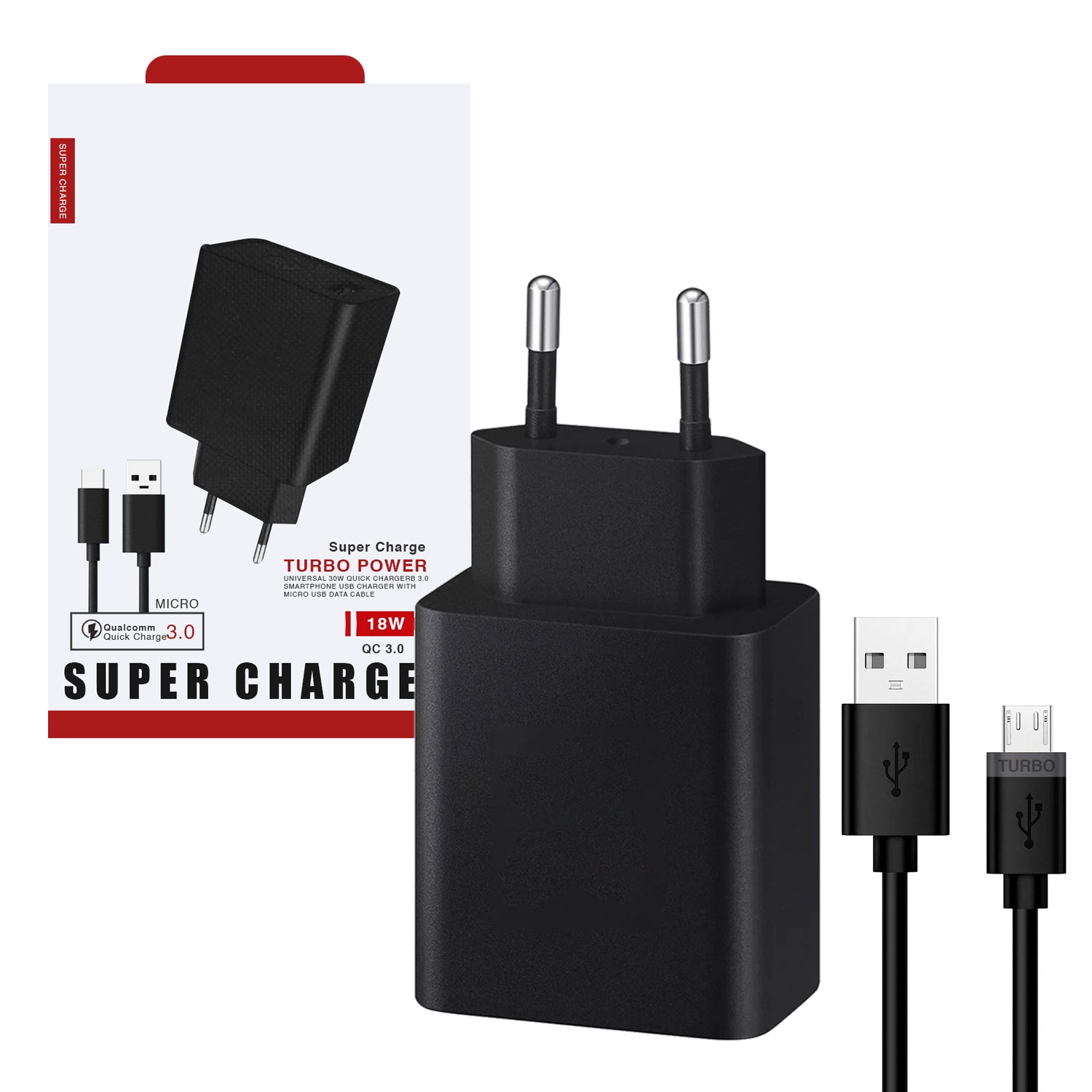 Cargador Compatible con Motorola 18W Carga Rapida Cable Micro USB V8 a USB