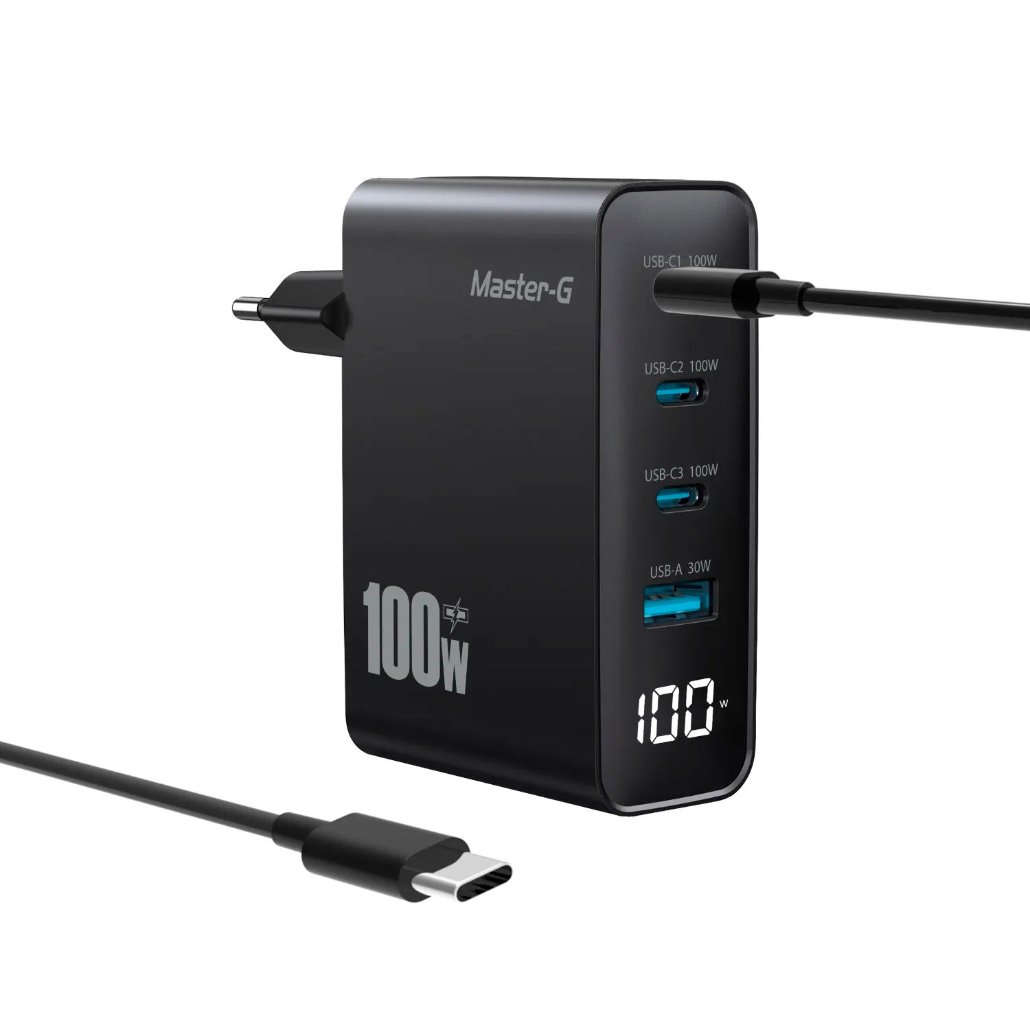 Cargador Master-G Carga Rapida 100w Multipuerto +Cable USB-C