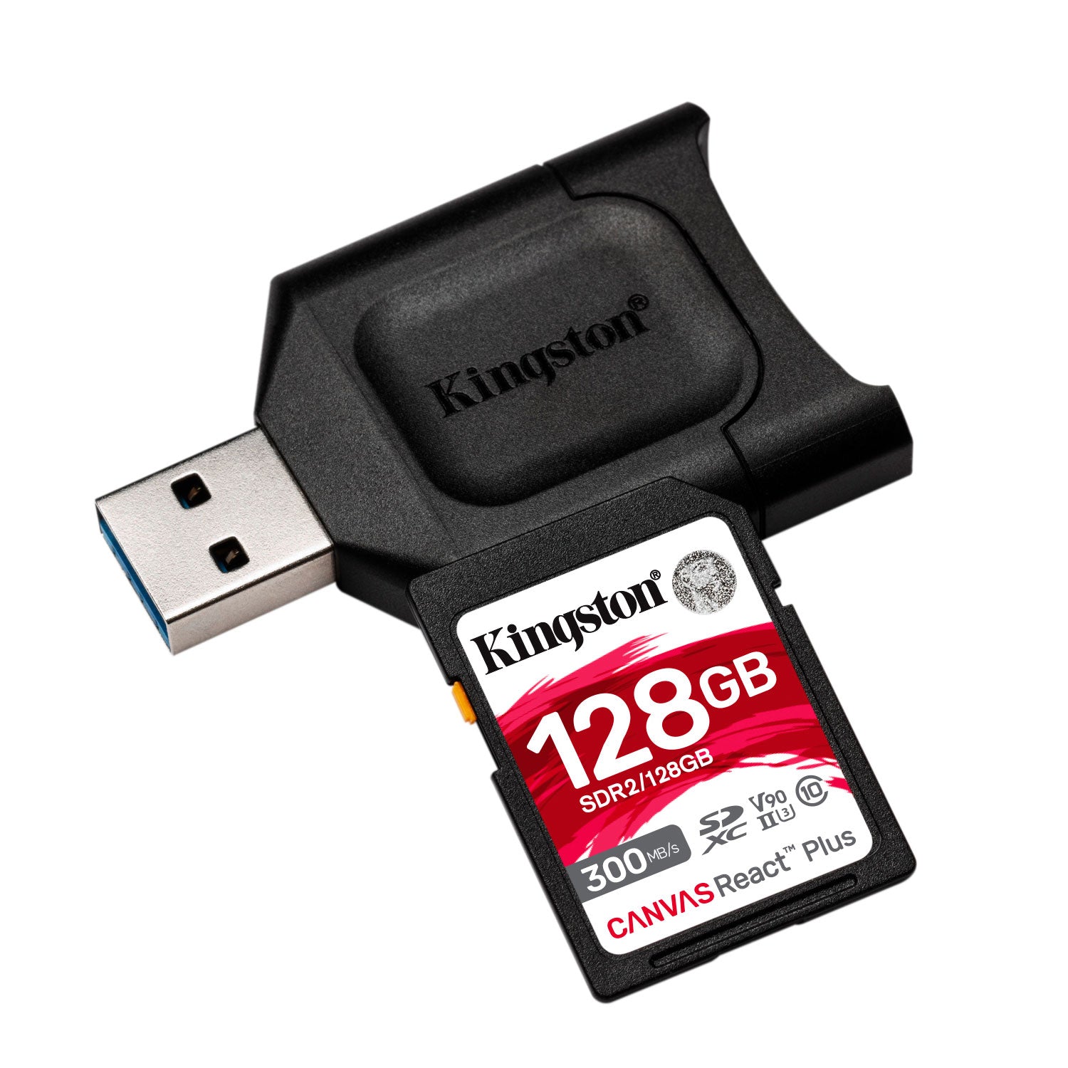 Tarjeta Memoria SD Kingston Canvas React Kit 128GB+Adap. USB | Lifemax