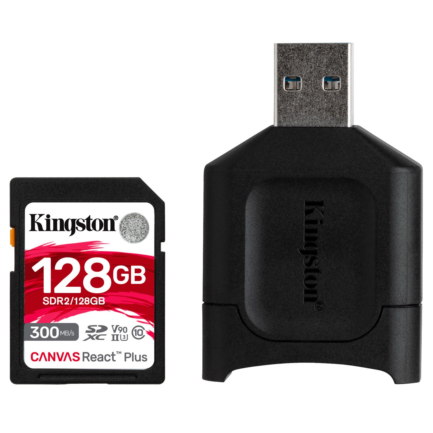 Tarjeta Memoria SD Kingston Canvas React Kit 128GB+Adap. USB | Lifemax