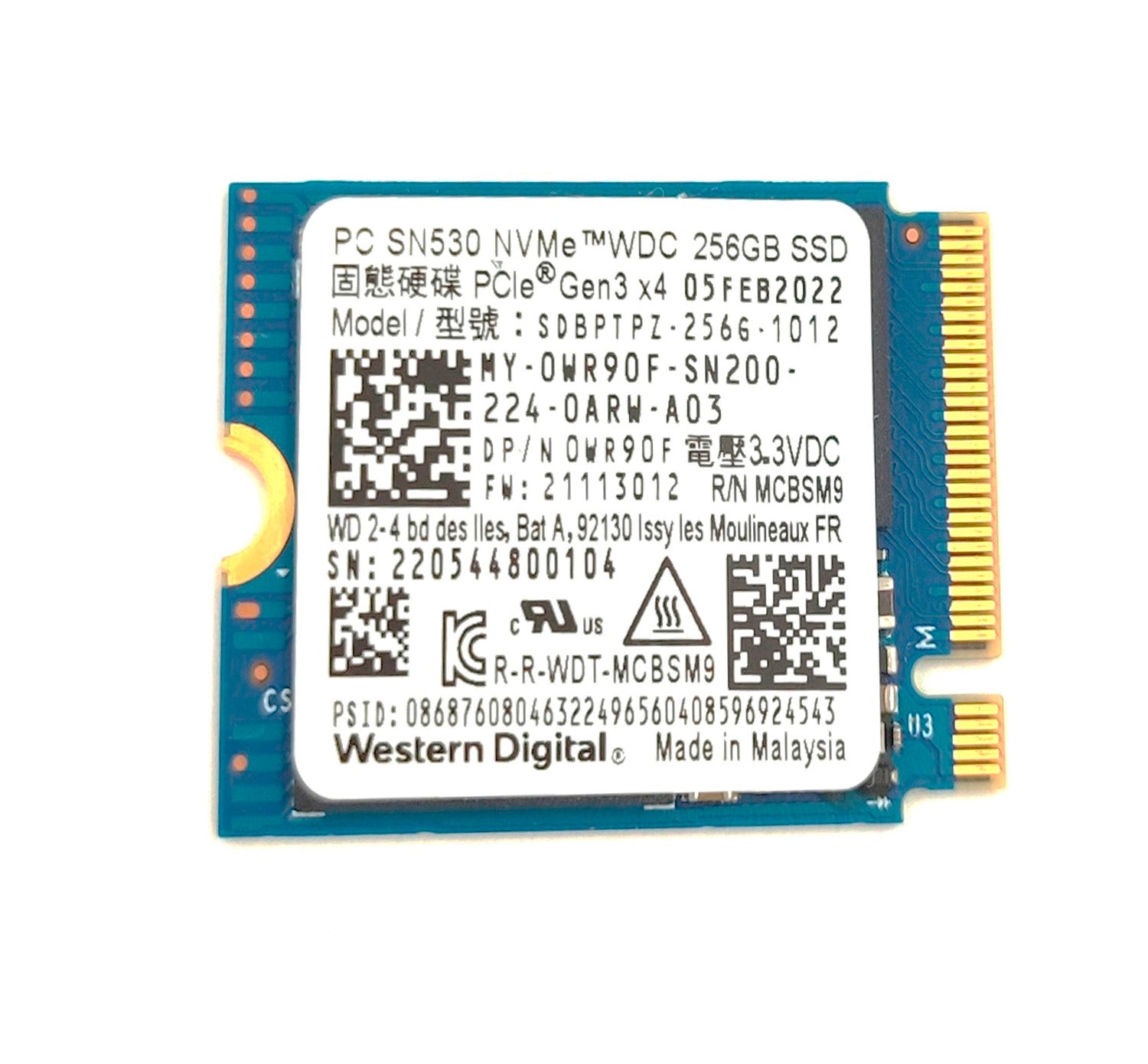 Disco SSD M.2 2230 Western Digital SN530 NvMe 256GB PCle Gen3x2
