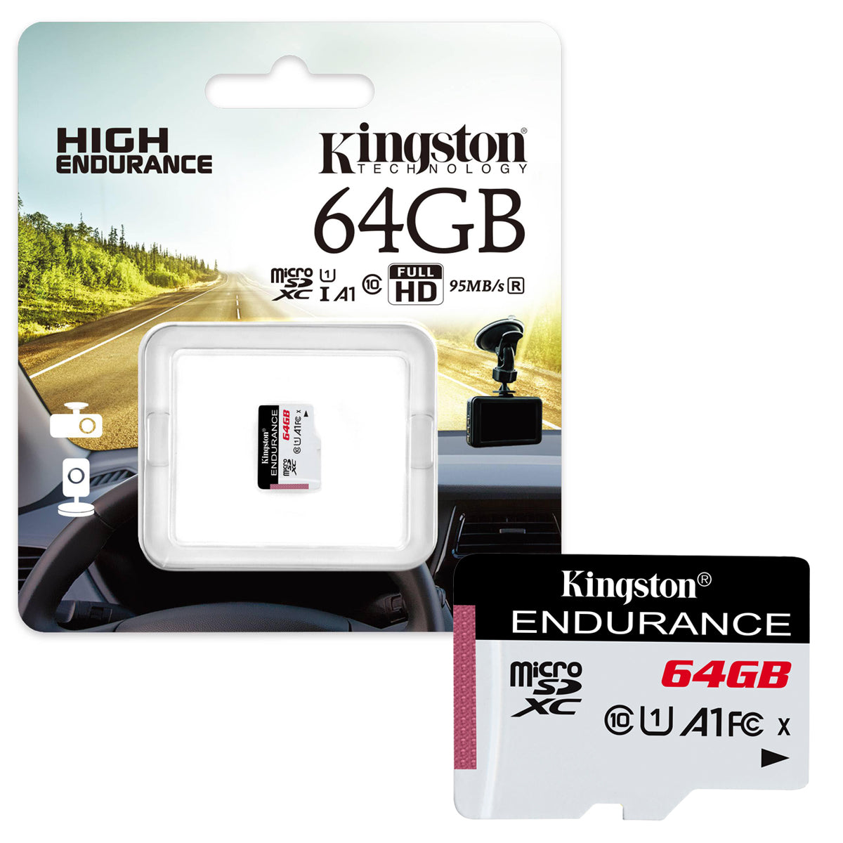 Tarjeta De Memoria MicroSD 64GB Kingston High Endurance SDXC Clase 10 UHS-I 95MB/s Multiples Usos