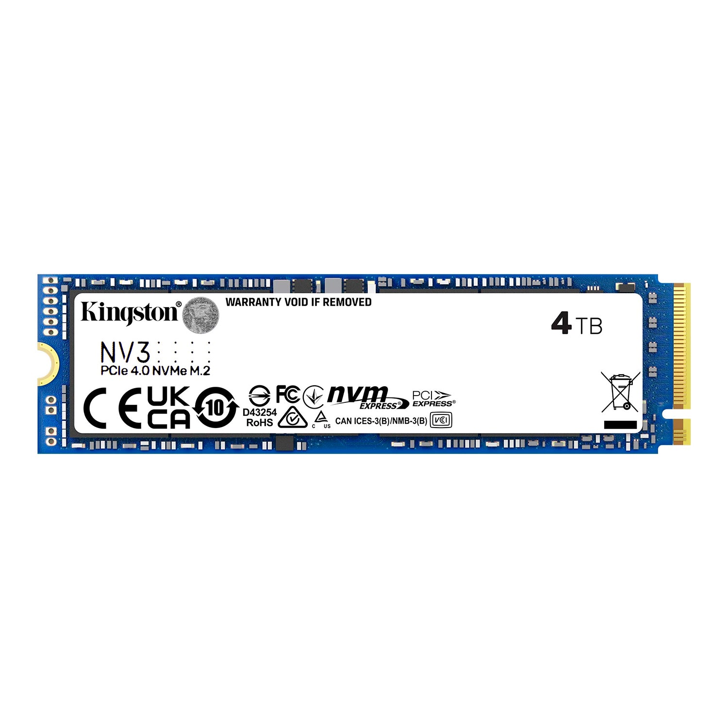 Disco Solido SSD Interno Kingston NV3 4TB M.2 2280 PCIe 4.0 NVMe 6000 MB/s