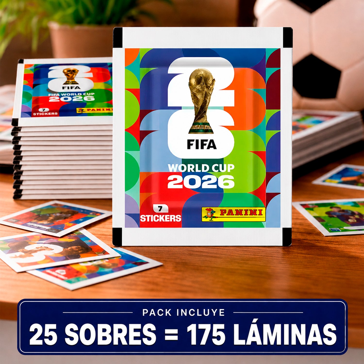 Pack de 25 sobres 175 Laminas Panini Fifa Copa Mundial 2026