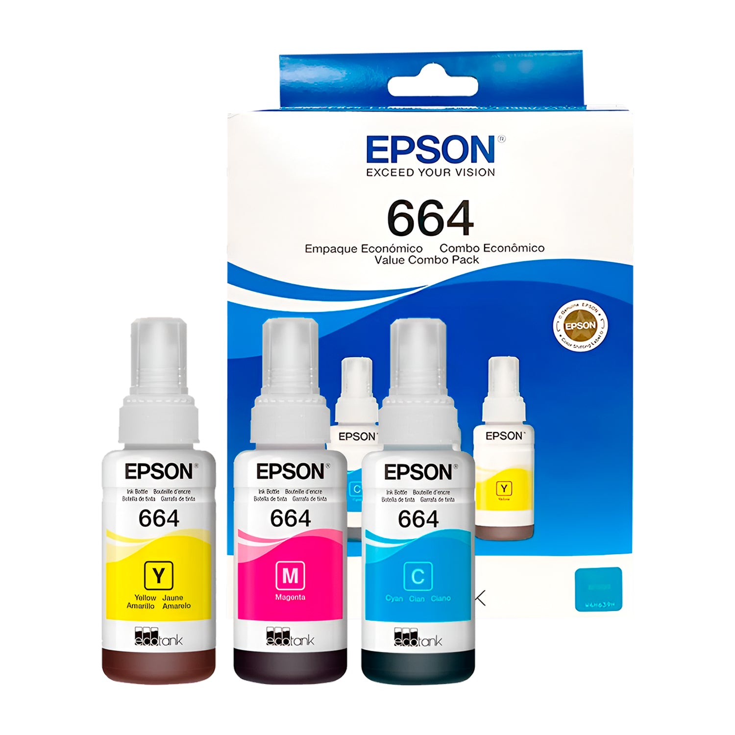 Pack 3 Botellas Tinta Epson T664520 Cyan Magenta Amarillo