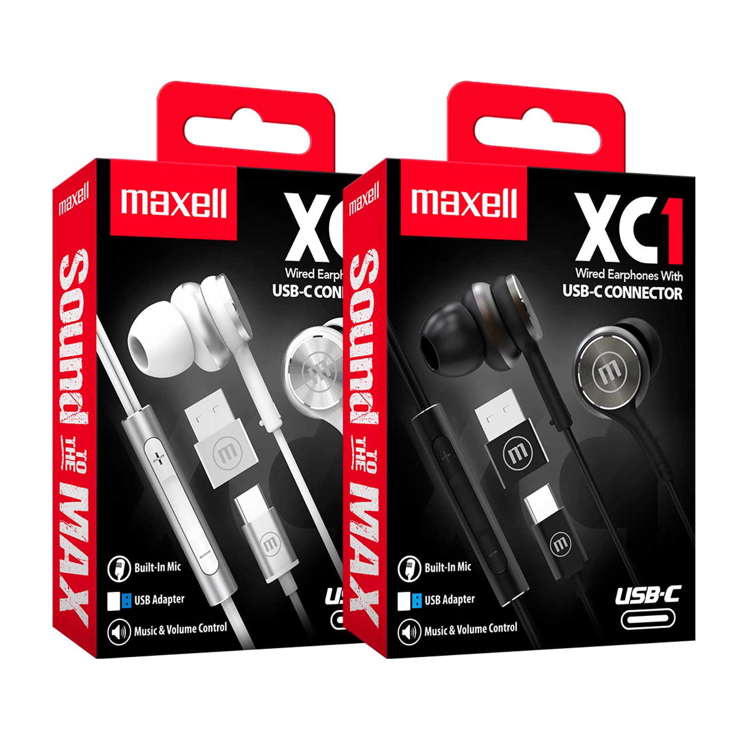 Audifonos Maxell XC1 In-ear Tipo-C Con Adaptador USB-A Manos Libres Microfono Audio Control
