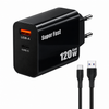Cargador Carga Rapida 2 Puertos USB-C USB-A 120W 1m GaN