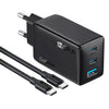 Cargador 1Hora Super Carga Rapida GAR322 GaN 65W 3 Puertos