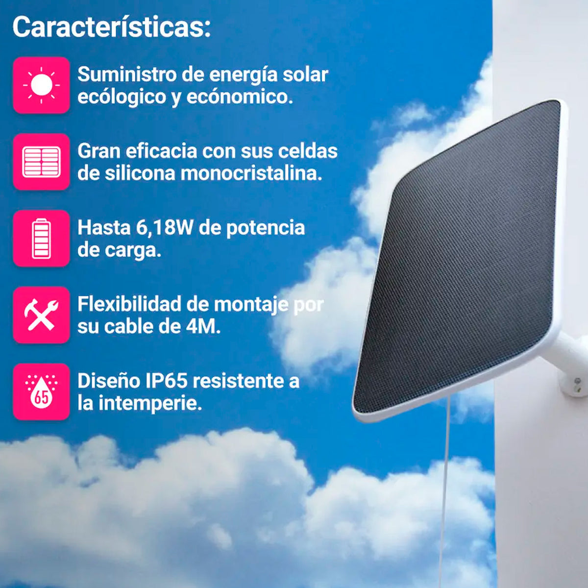 Panel Solar Ezviz Para Camara De Seguridad Micro USB 6.18W