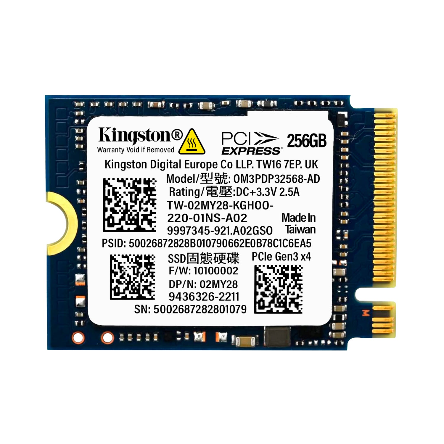 Disco Solido SSD Interno Kingston 256GB M.2 2230 PCIe 3 NVMe 2400MB/s 0M3PDP3256B-AD - Mayorista de Tecnología