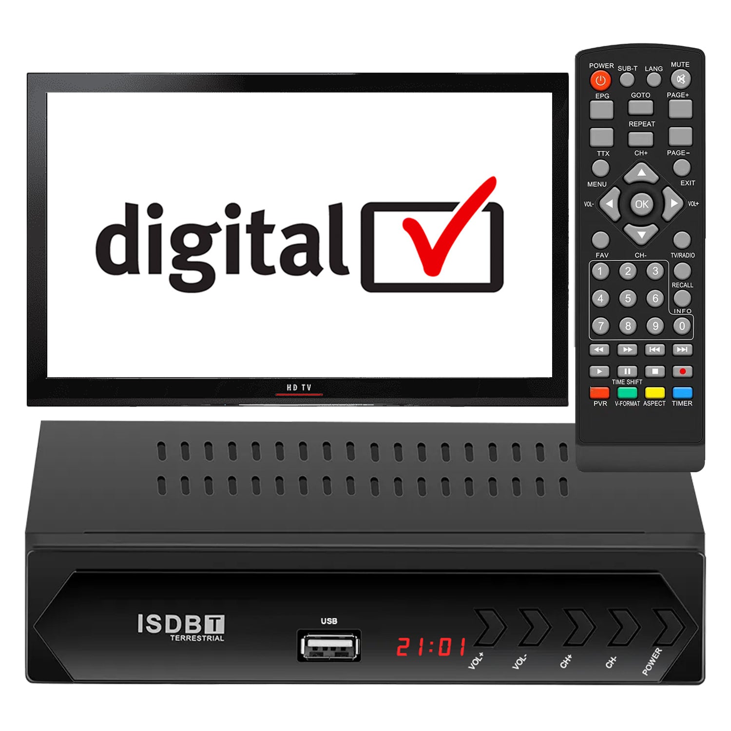 Decodificador de Tv Digital Full HD Sintonizador ISDBT Terrestrial USB HDMI RCA