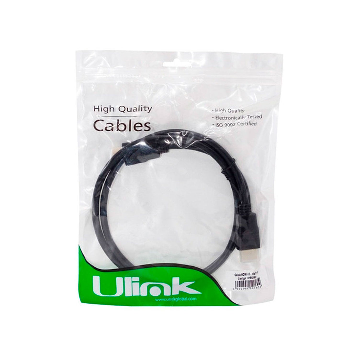 Cable HDMI 1 mts v1.4 3D CCS 32 AWG aleación 150160 Ulink - Mayorista de Tecnología