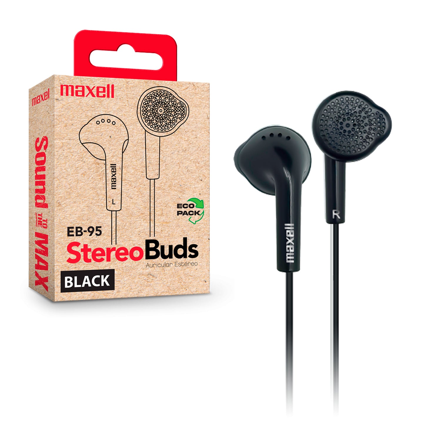 Audifono EB-95 Maxell TRS Stereo Buds In-ear Negro
