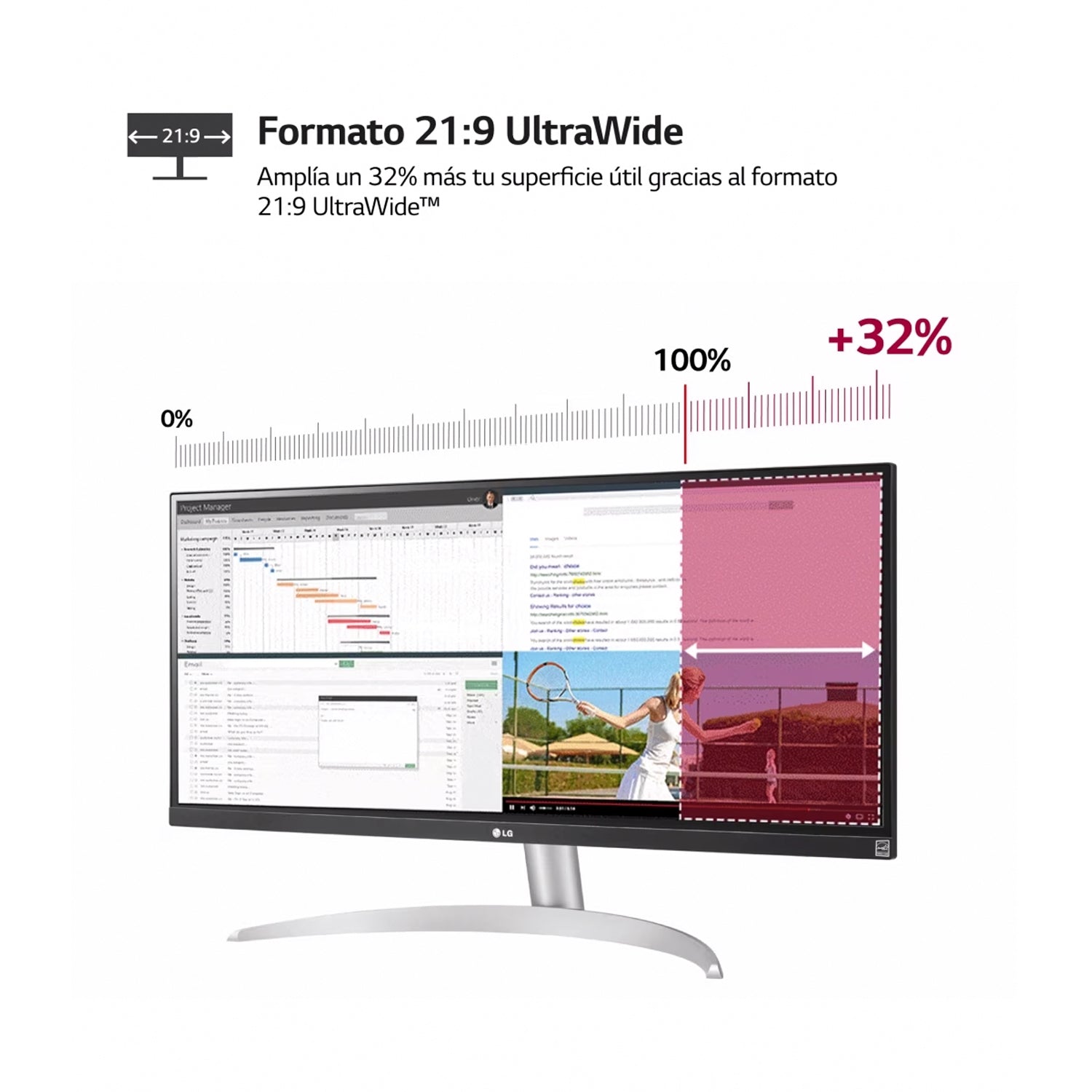 Monitor LG UltraWide 29in WFHD Ultrapanoramico Altavoces MaxxAudio AMD FreeSync 75Hz 1ms Display HDR