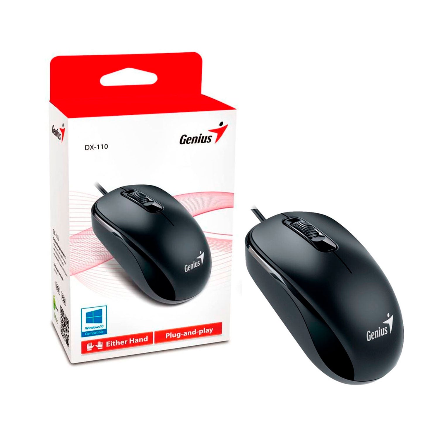 Mouse Genius Dx-110 Usb Optico 3 Botones Ambidiestro Negro - LifeMax Distribuidora