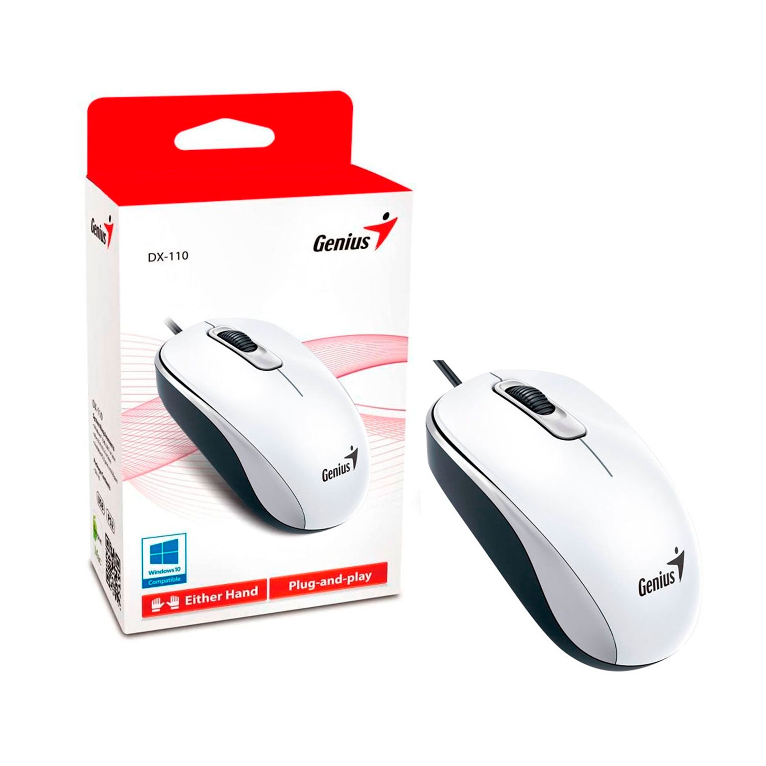 Mouse Genius Dx-110 Usb Óptico 3 Botones Ambidiestro Blanco