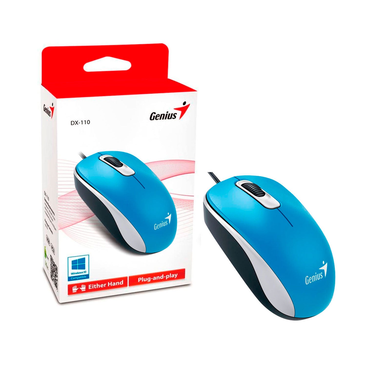 Mouse Genius Dx-110 Usb Óptico 3 Botones Ambidiestro Azul