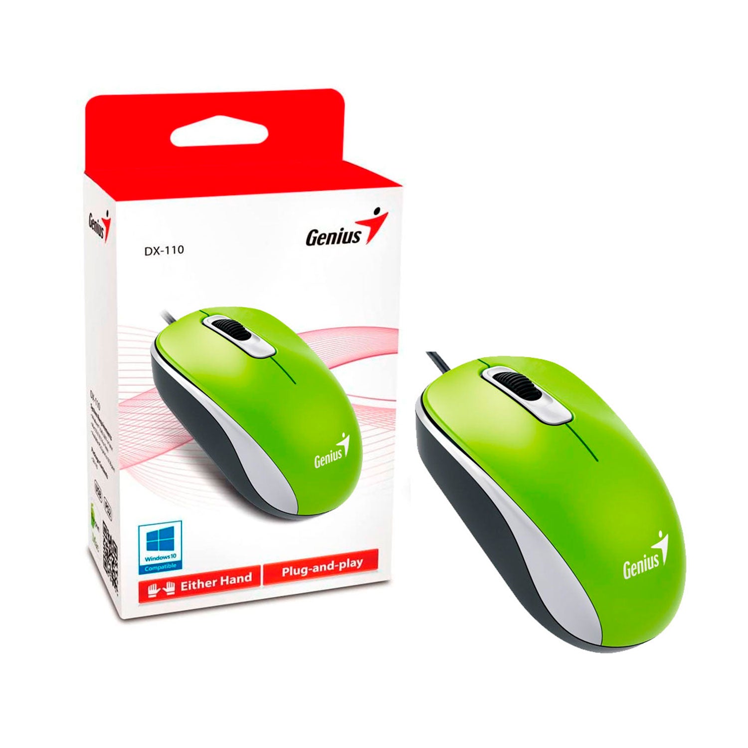 Mouse Genius Dx-110 Usb Óptico 3 Botones Ambidiestro Verde - LifeMax Distribuidora