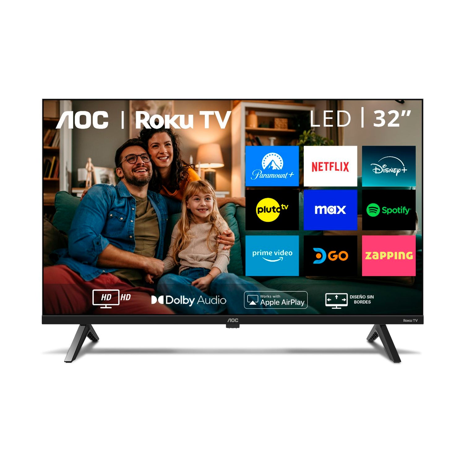 Smart TV 32" AOC Roku TV Series 32S5045 LED HD Wifi HDMI USB Dolby Audio App Asistentes Integrados