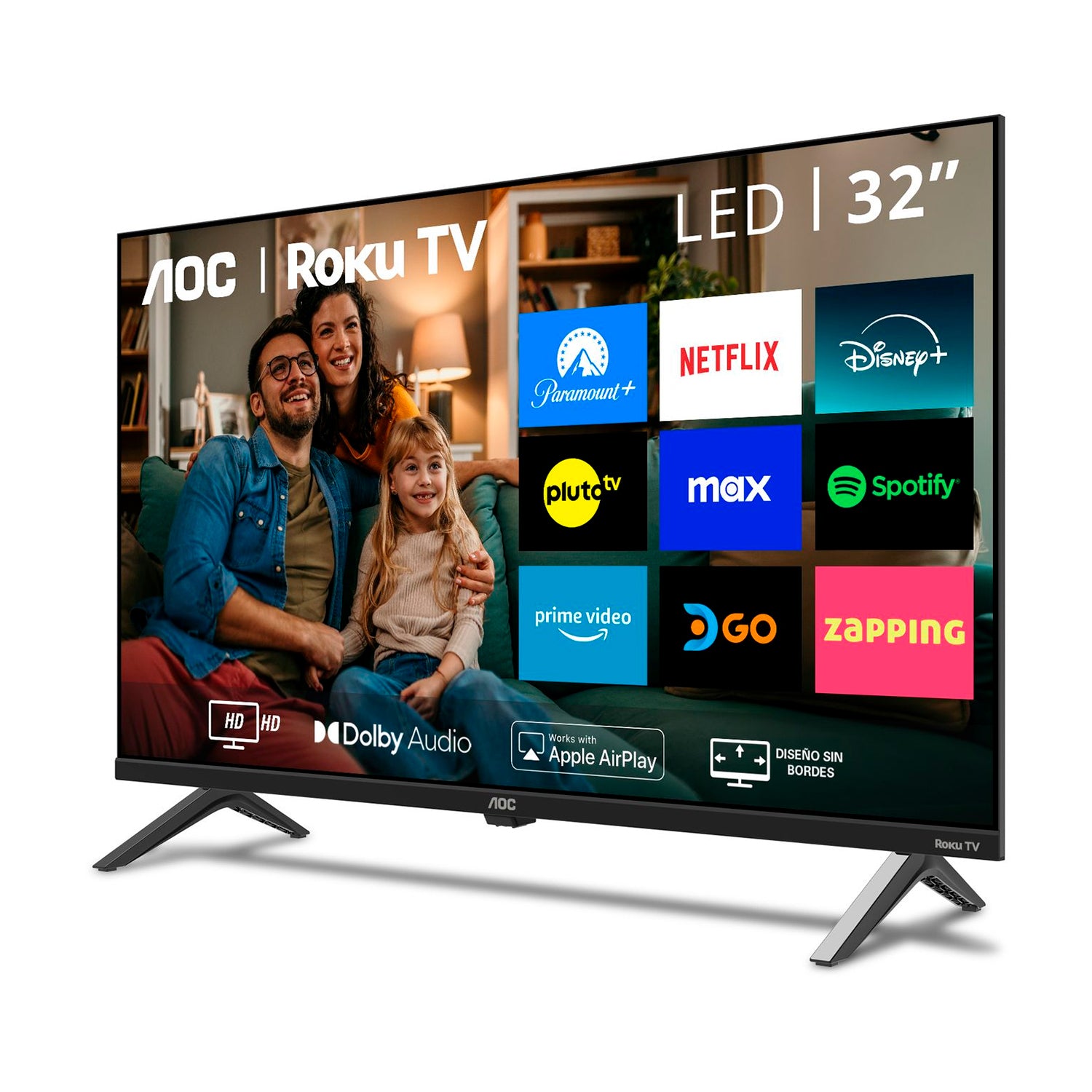 Smart TV 32" AOC Roku TV Series 32S5045 LED HD Wifi HDMI USB Dolby Audio App Asistentes Integrados