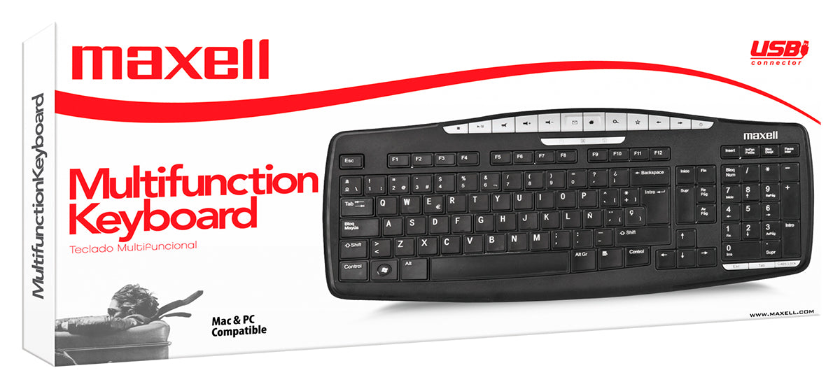 Teclado Multifuncional KB-100 Maxell USB keyboard [ 346120 ] - Mayorista de Tecnología