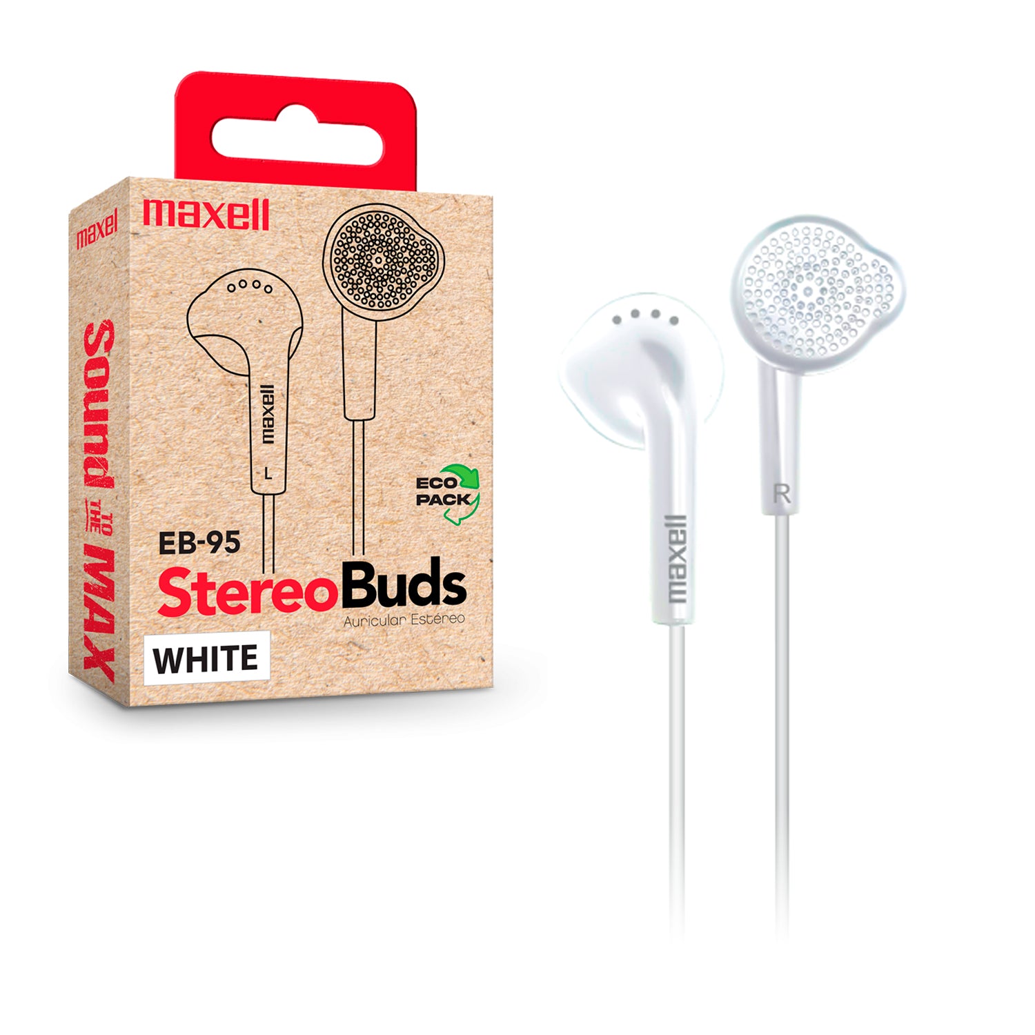 Audifono EB-95 Maxell TRS 3.5mm Stereo Buds In-ear - Mayorista de Tecnología