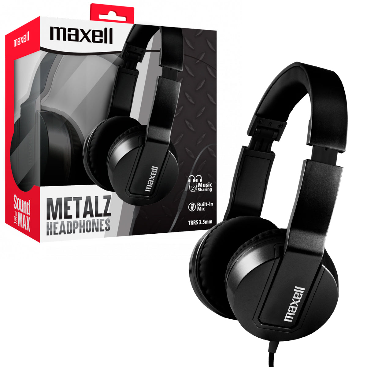 Audifonos SMS-10 Maxell Metalz Headphone Ajustable Manos Libres con Microfono TRRS 3.5m On-ear