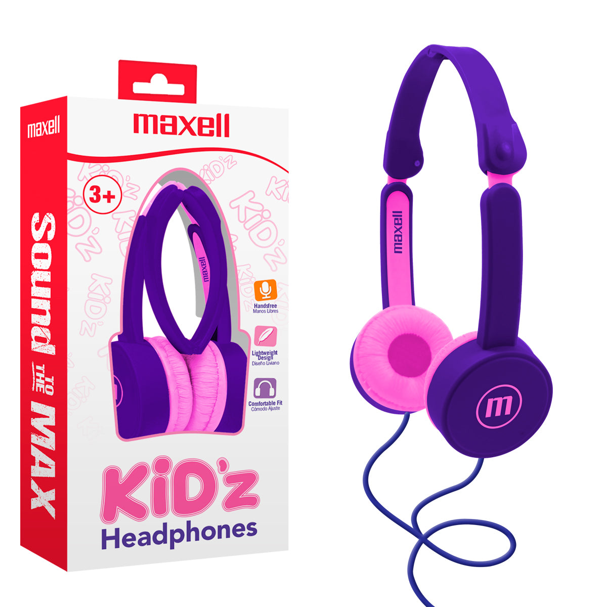 Audifonos Plegables KIDz 3+ Kz-13 Maxell Ajustable Manos Libres con Microfono 85 dB On-ear