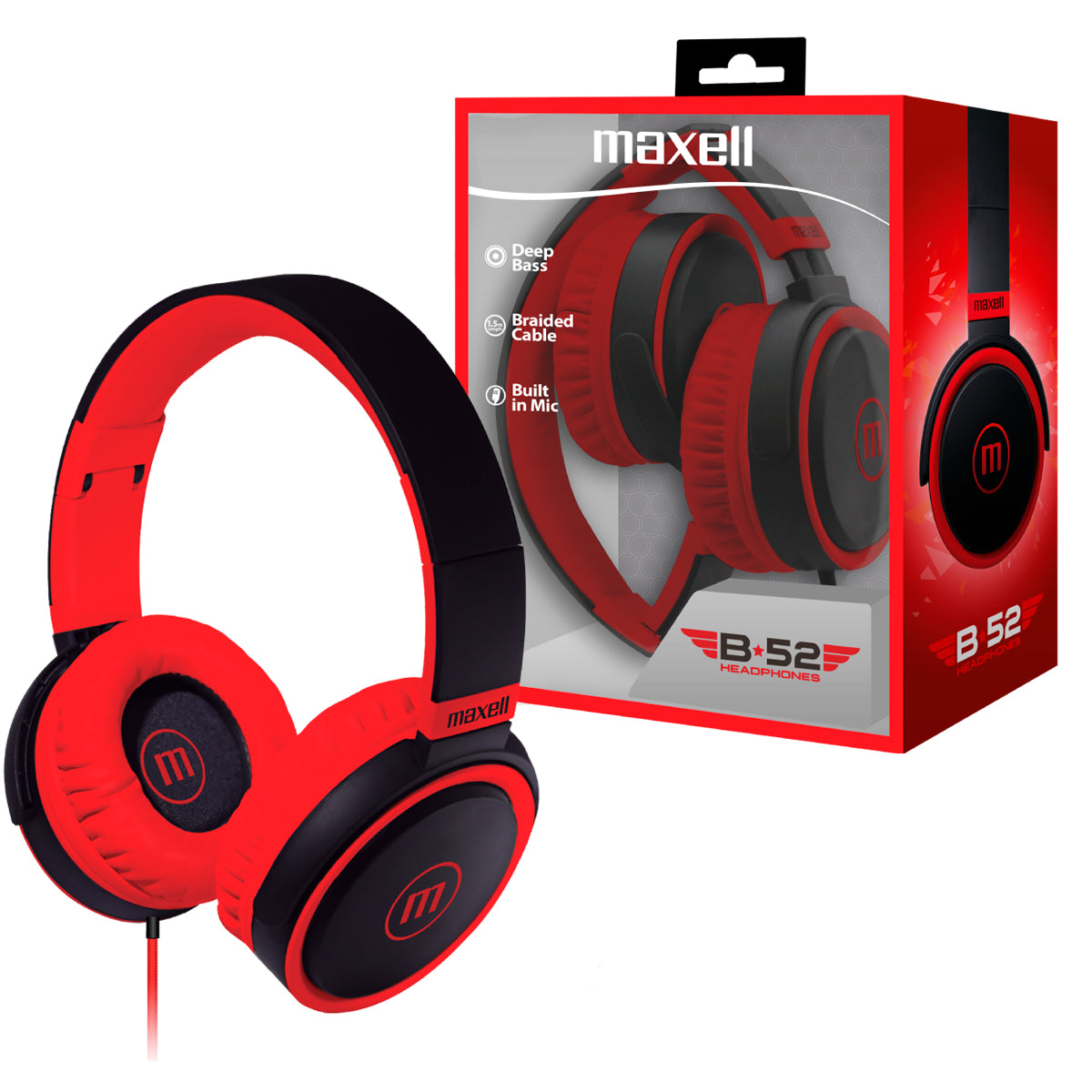 Audifono Plegable HP-B52 Maxell Ajustable Manos Libres con Microfono Bajo Profundo TRRS 3.5m On-ear