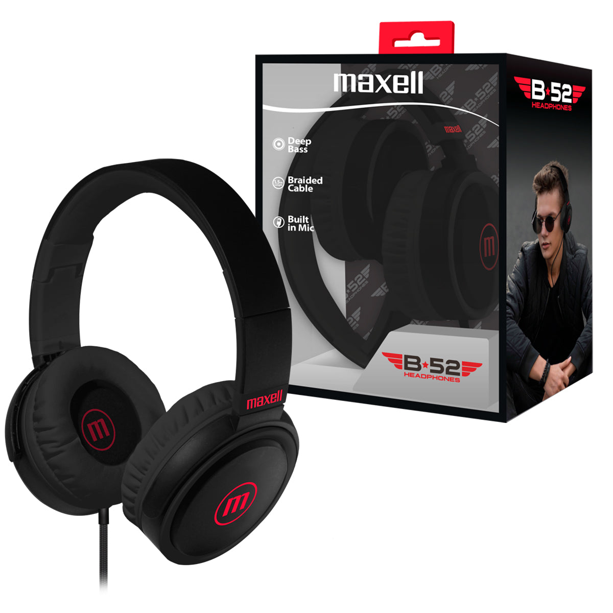 Audifono Plegable HP-B52 Maxell Ajustable Manos Libres con Microfono Bajo Profundo TRRS On-ear Negro