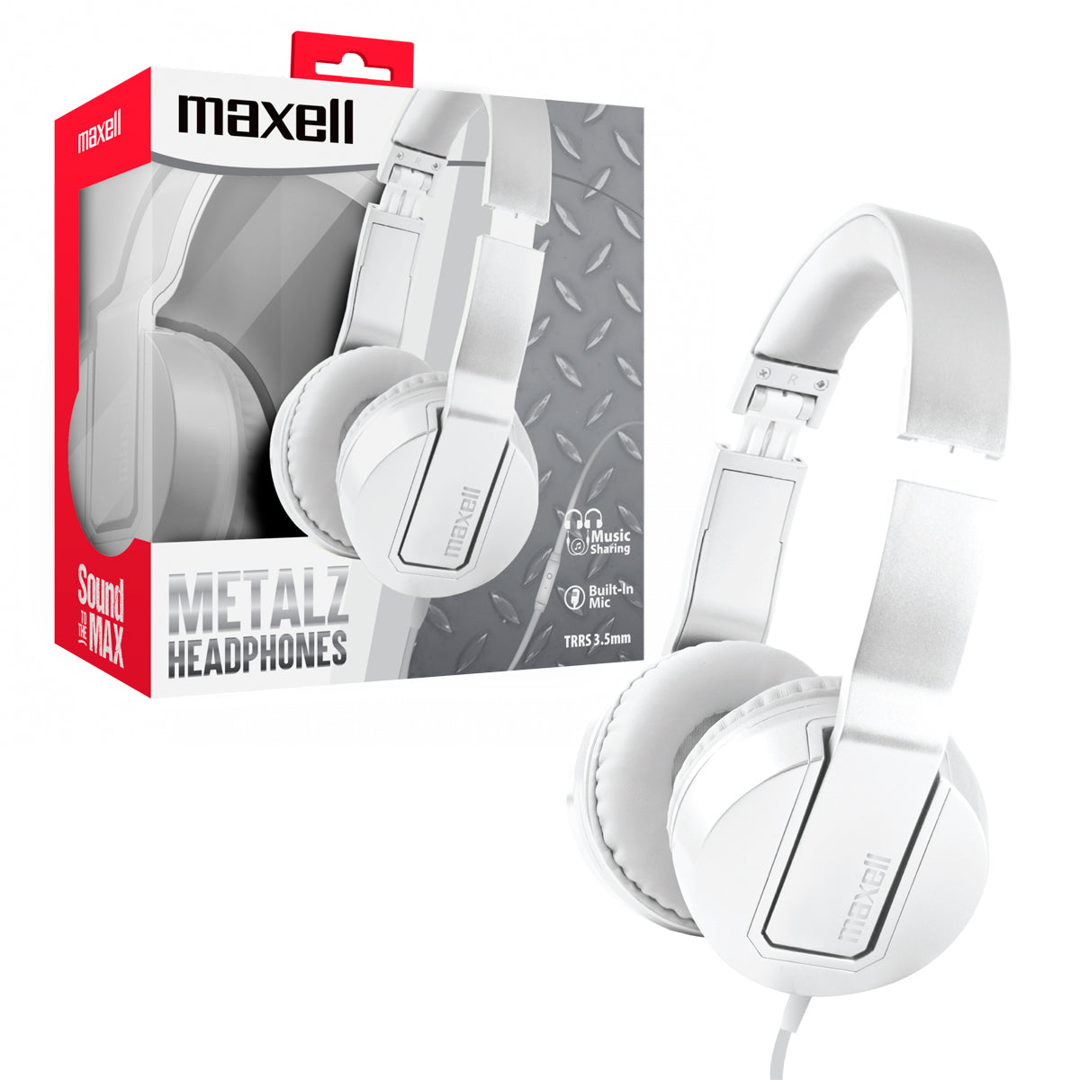 Audifonos SMS-10 Maxell Metalz Headphone Ajustable Manos Libres con Microfono TRRS 3.5m On-ear