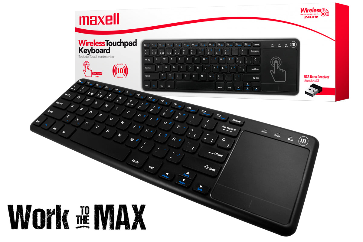 Teclado Inalámbrico Maxell Touchpad Wireless 10mts [348106] - Mayorista de Tecnología