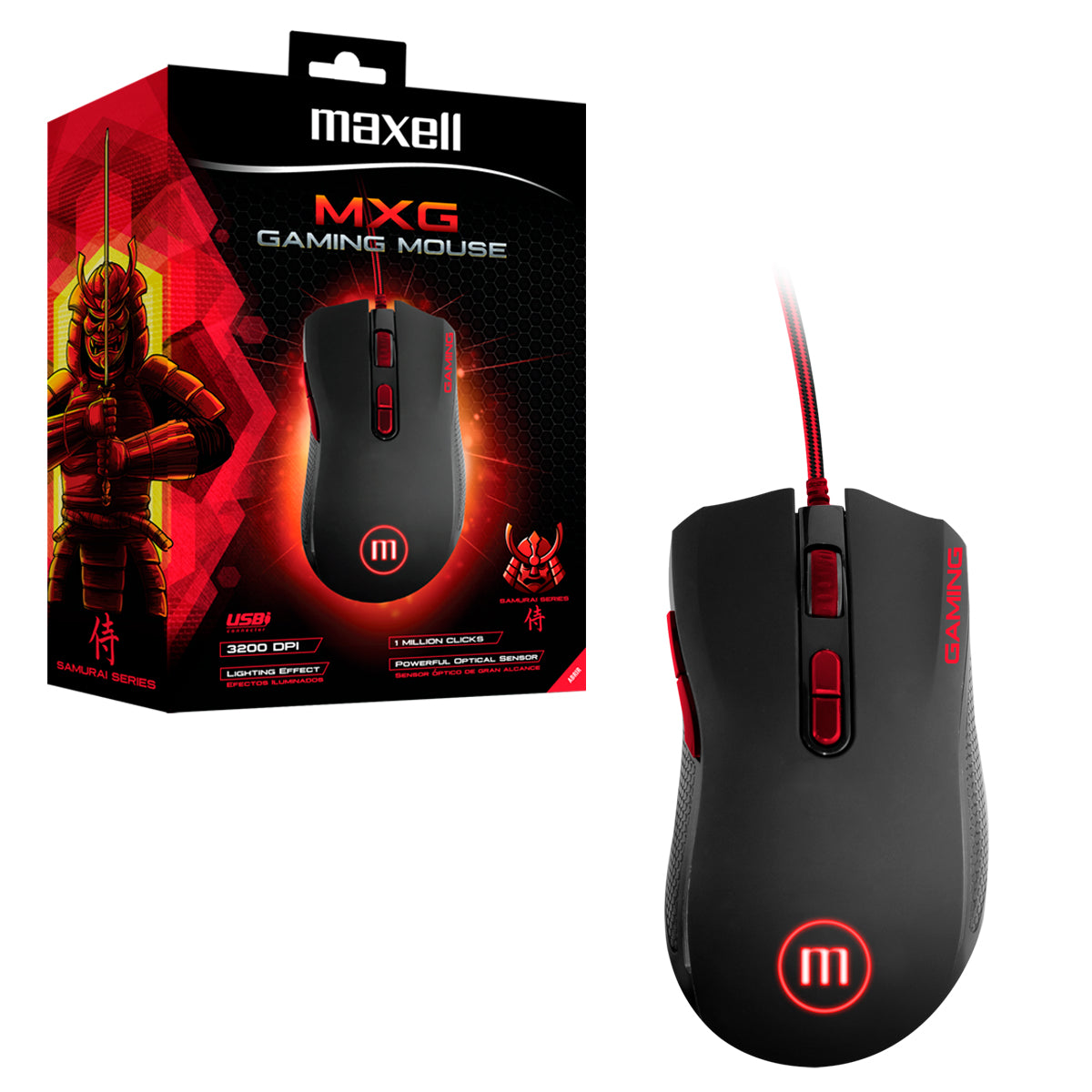 Mouse Gaming USB Optico Maxell CA-MOWR-MXG Cable 2m Sensor Ajustable 3200dpi Compatible Windows-Mac - Mayorista de Tecnología