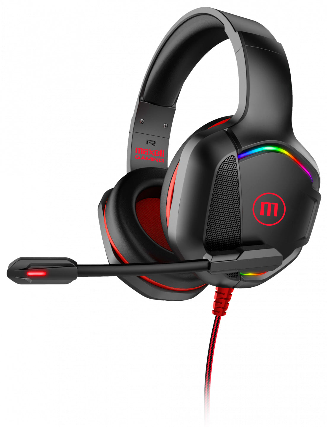 Audifonos Gaming Headse Maxell CA-H-MIC Force 9 Microfono Ajustable Led RGB TRRS 3.5mm+USB+Adaptador