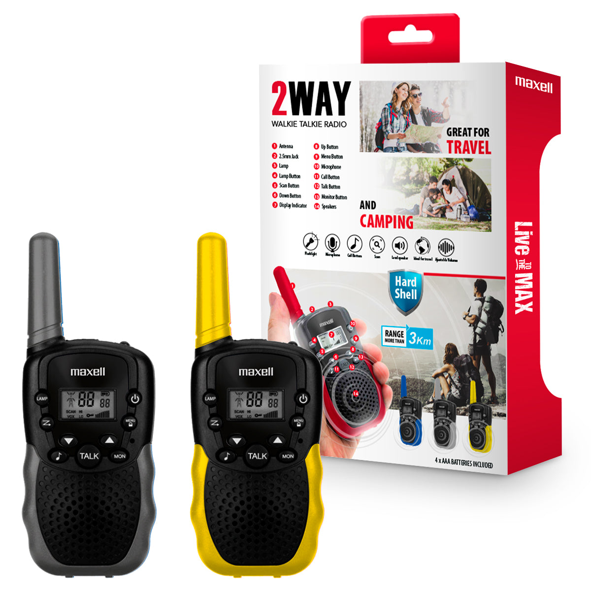 Radio Transmisor Walkie Talkie Pack 2 Maxell Bandas De Frecuencia 400-470MHz Rango 3km Versatil - Mayorista de Tecnología