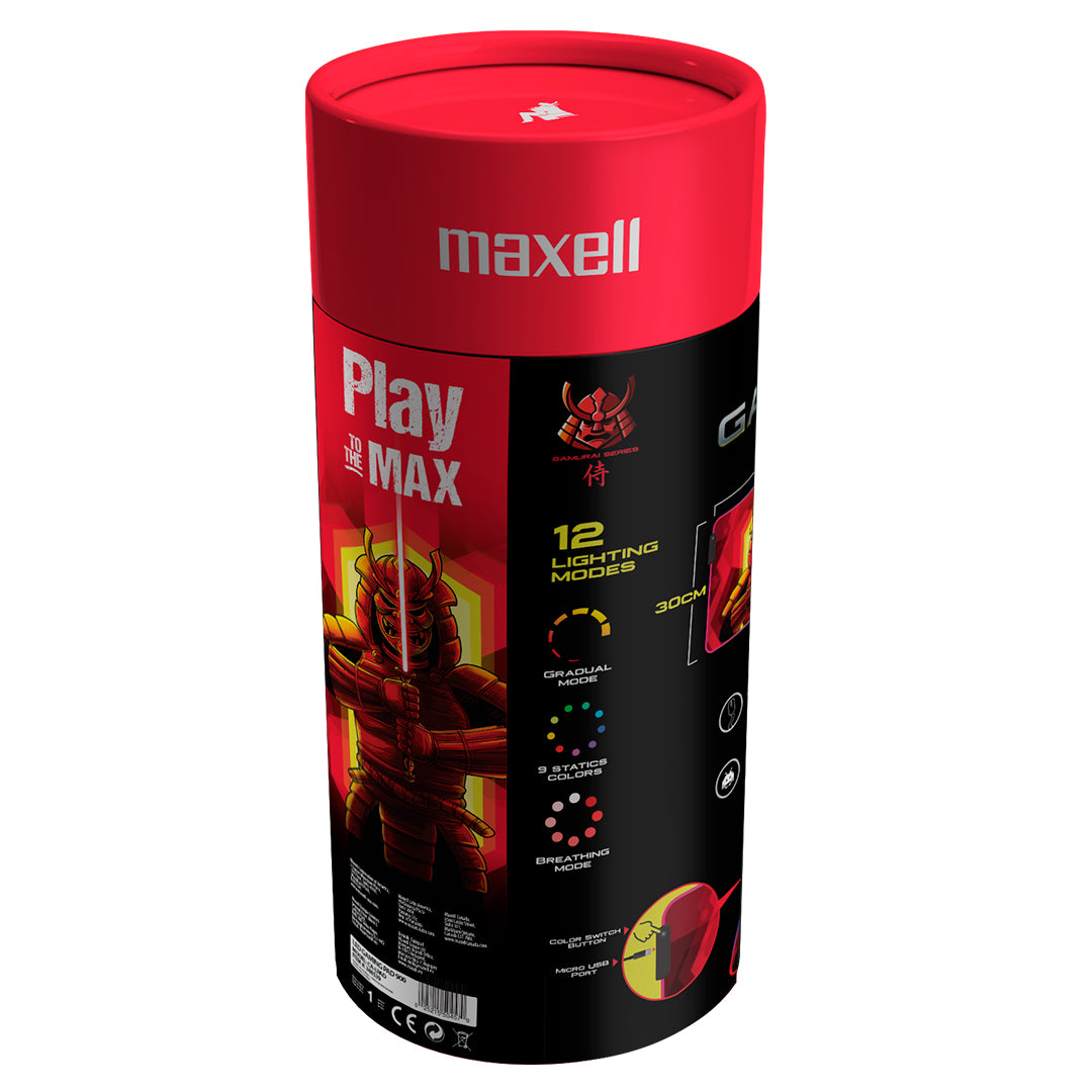 Mouse Pad Gamer 800 Maxell CA-LPAD Samurai Series Antideslizante Impermiable Iluminacion RGB 80x30cm