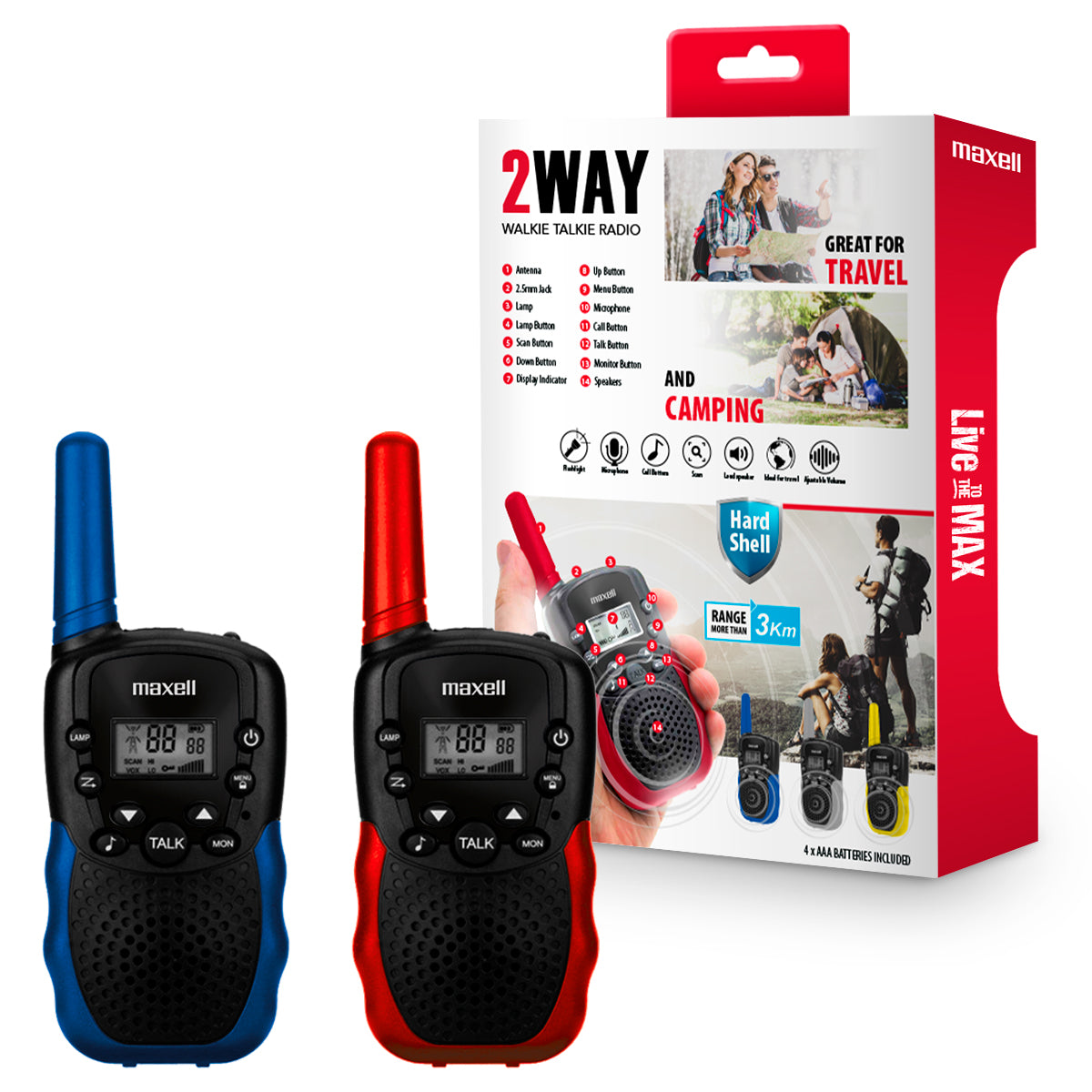 Radio Transmisor Walkie Talkie Pack 2 Maxell Bandas De Frecuencia 400-470MHz Rango 3km Versatil - Mayorista de Tecnología