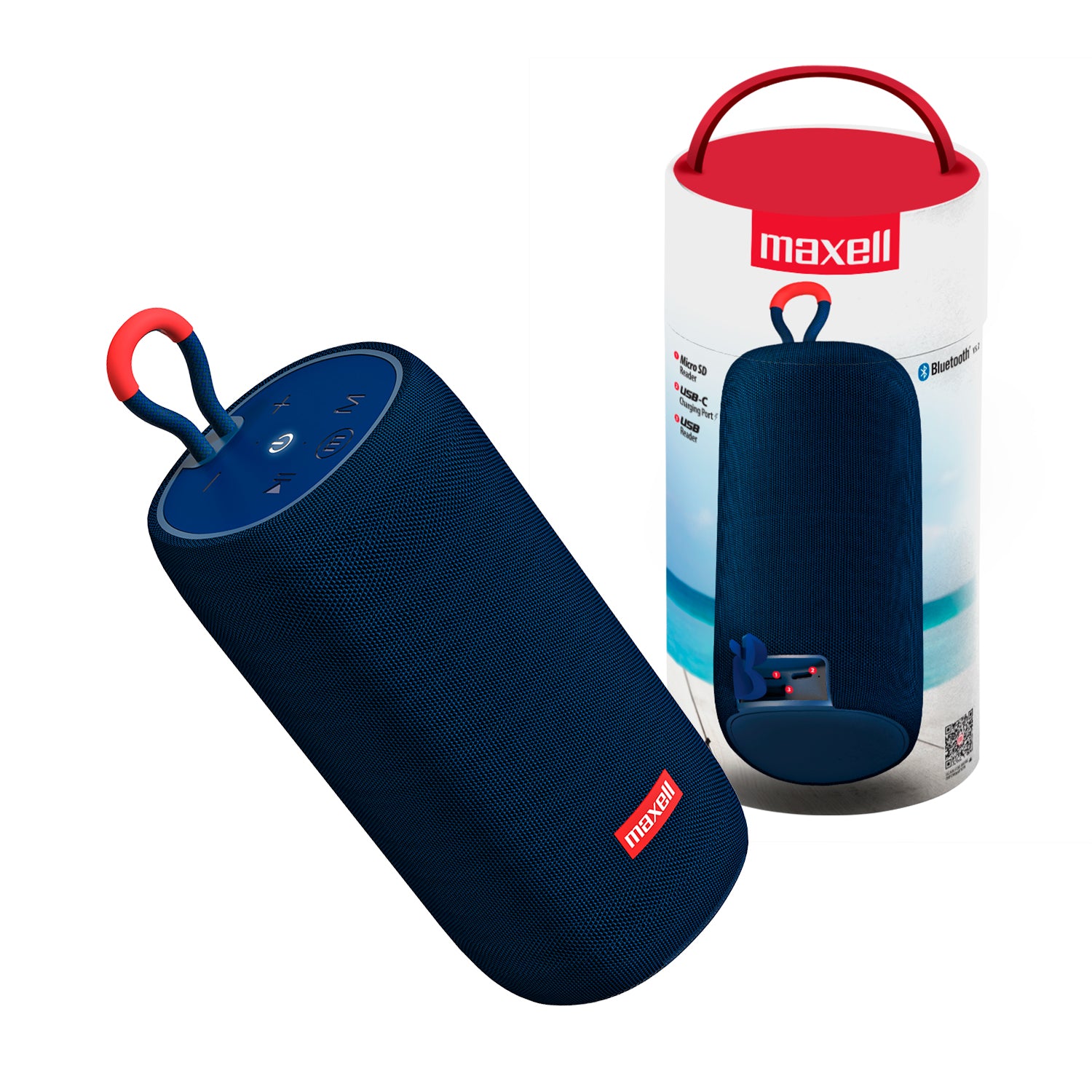 Parlante Portatil Maxell Distrikt Bluetooth 5.2 TWS RMS 10W Duracion Bateria 7h Lector MicroSD