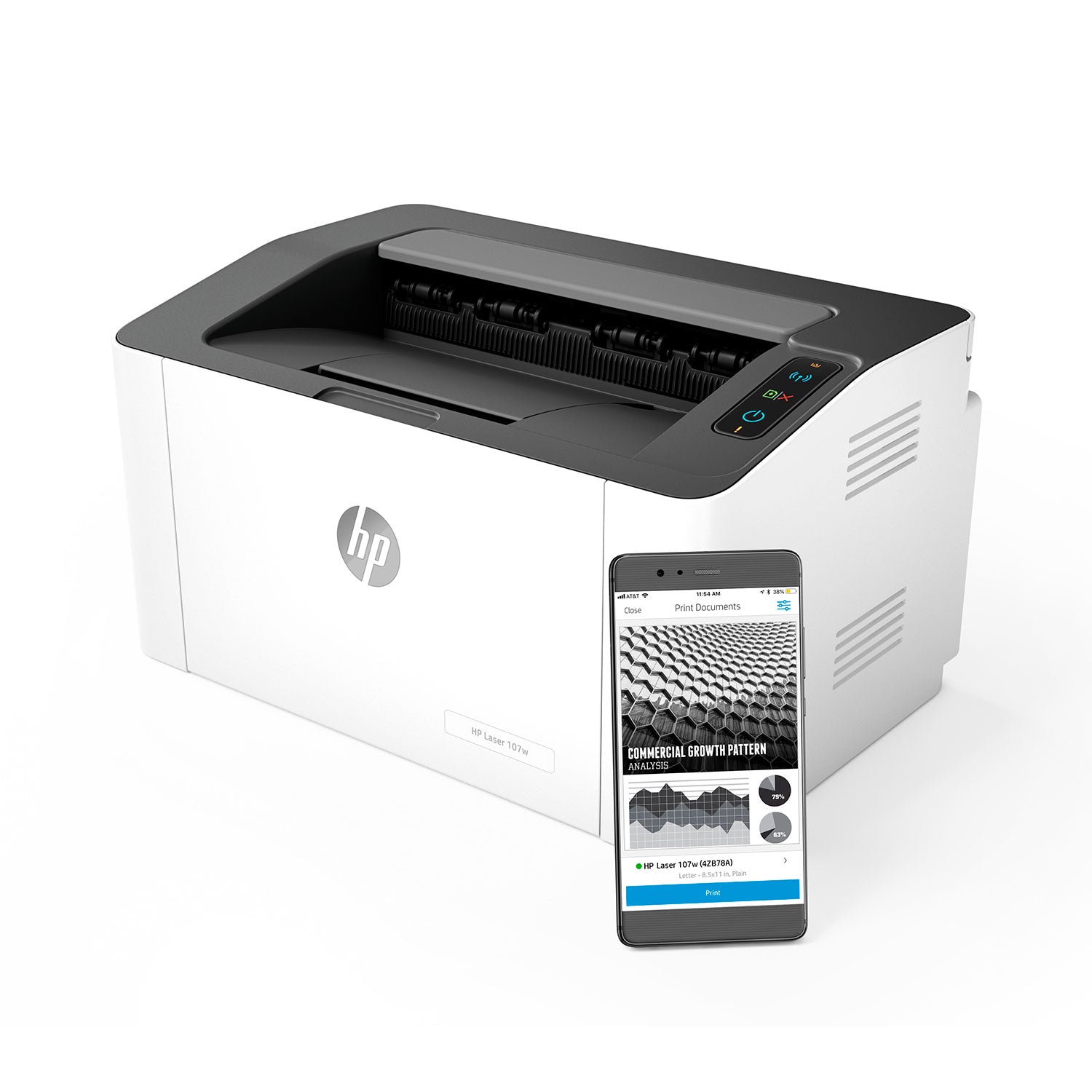 Impresora HP Laser 107w Inalambrica WIFI Monocromatica Smart APP 24bits [ 4ZB78A ] - Mayorista de Tecnología