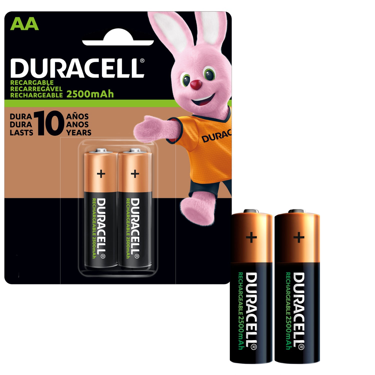 Pilas Recargable AA HR6 x2 1.2V Cilindrica Duracell Capacidad 2500mAh Dura Mas Mucho Mas - Mayorista de Tecnología