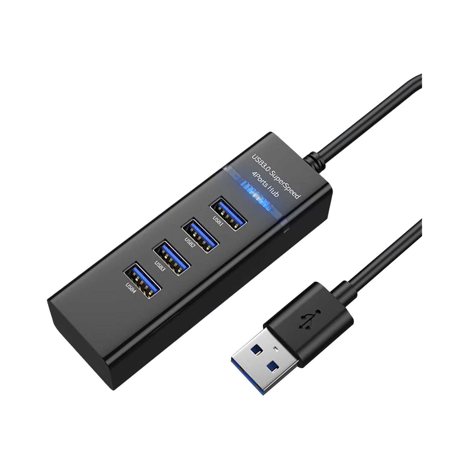 Adaptador Hub USB 3.0 4 en 1 Multipuerto Cable USB 30cm Luz LED Compatible Mac Windows