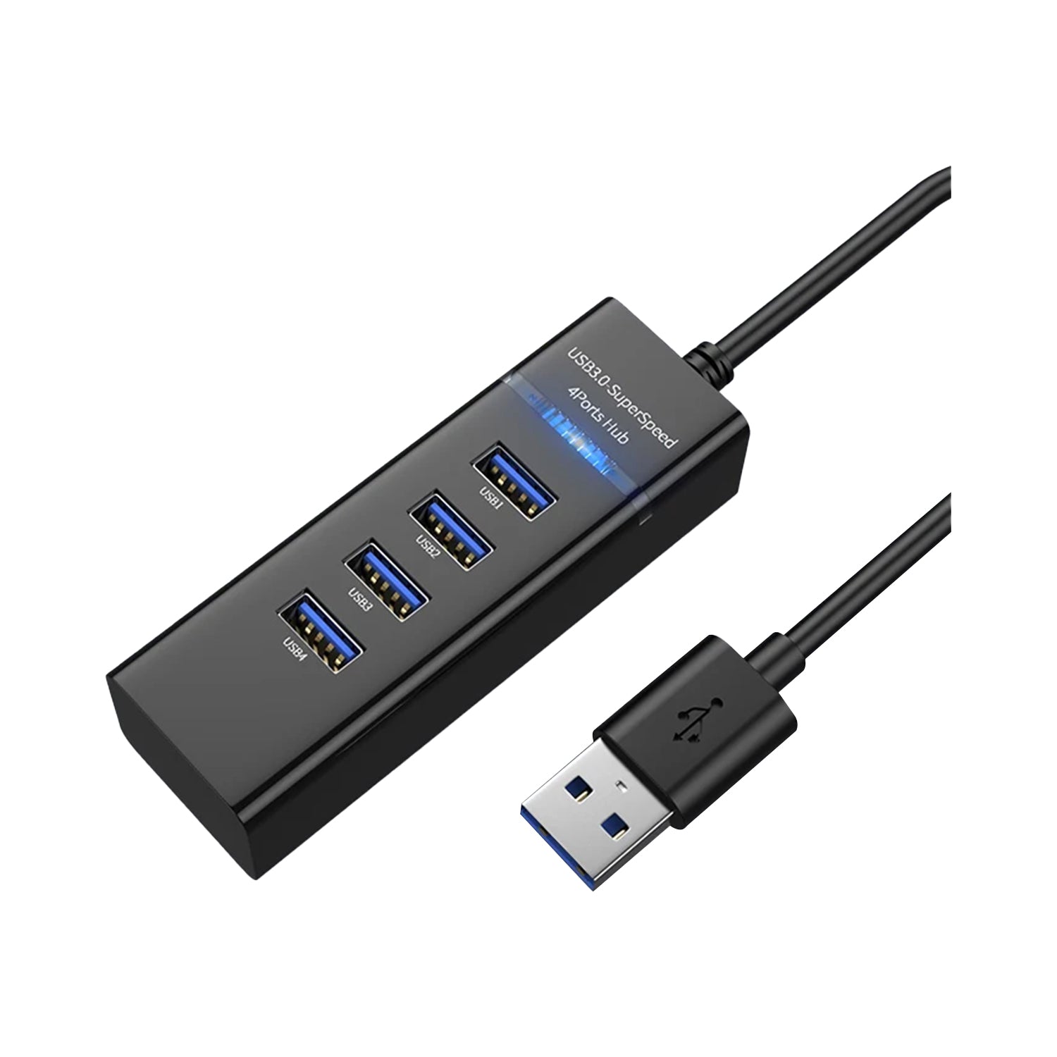 Adaptador Hub USB 3.0 4 en 1 Multipuerto Cable USB 30cm Luz LED Compatible Mac Windows - Mayorista de Tecnología