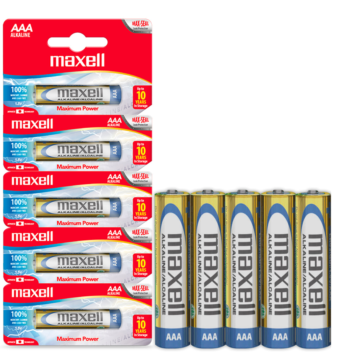 Pilas AAA LR03 x5 1.5V Alcalina Cilindrica Maxell Maxima Durabilidad y Potencia Tecnologia Max-Seal - Mayorista de Tecnología