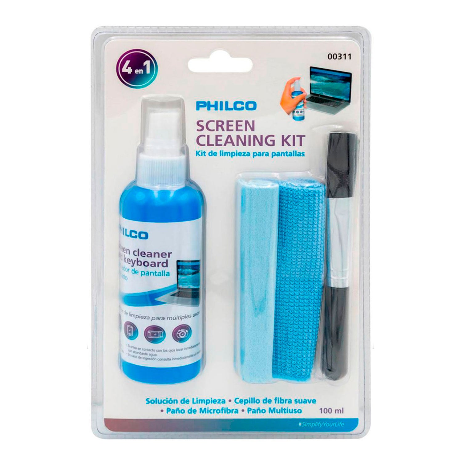 Kit de Limpieza 4en1 Philco Pantallas Notebook Tv Ps5 100ml