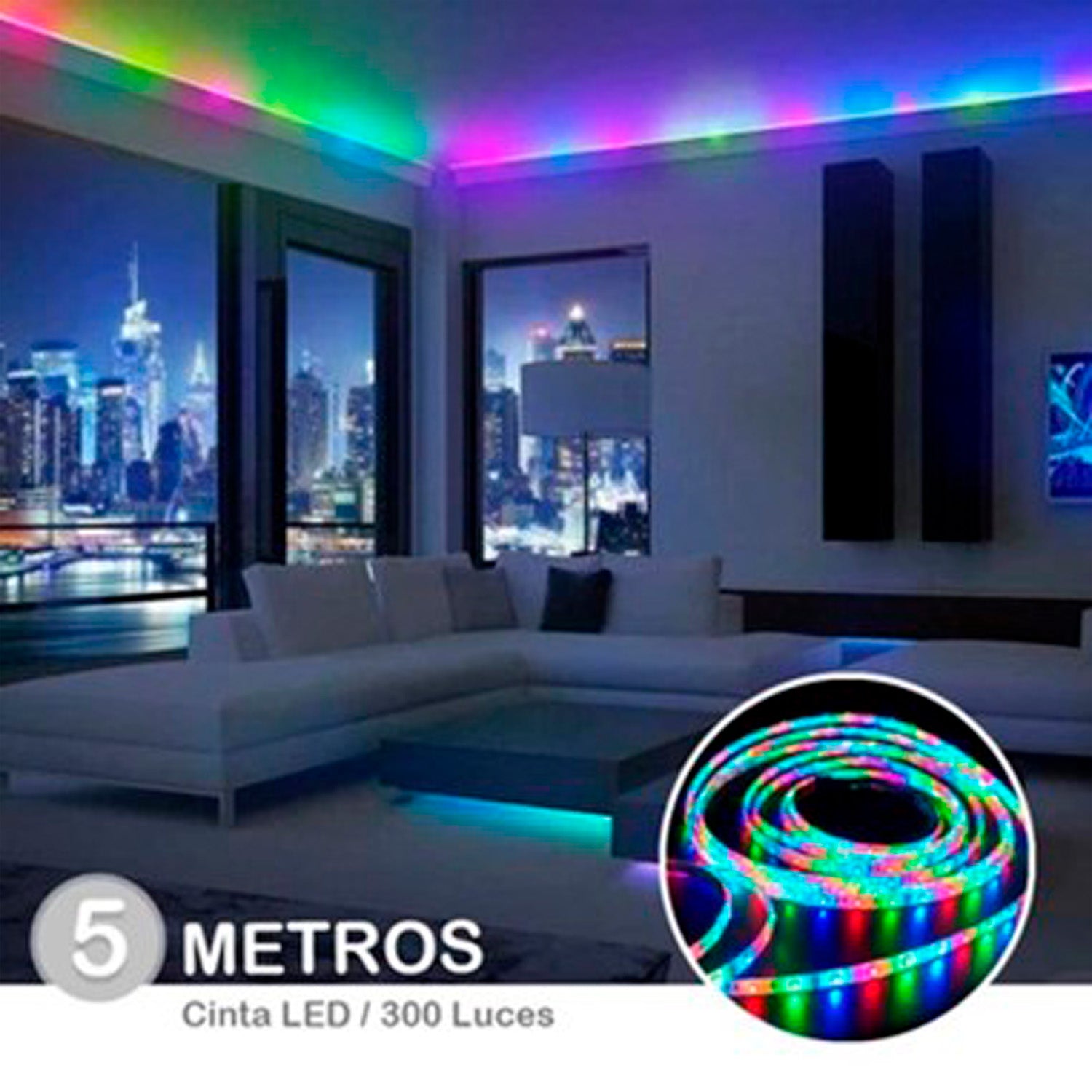 Tira De Luz Led Rgb 5 Metros Mando A Distancia Impermeable